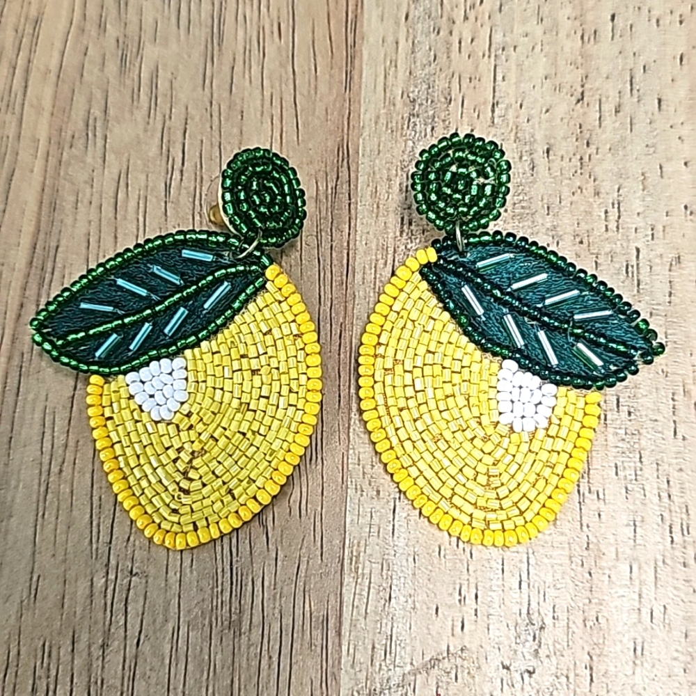 Lemon seed bead earrings
